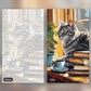Tabby Cat and Books paint by numbers kit, before and after