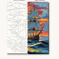 Tall Ship at Sunset numbered canvas next to the finished painting