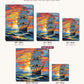 Tall Ship at Sunset canvas sizes from 12 x 12 to 23.5 x 23.5 inches