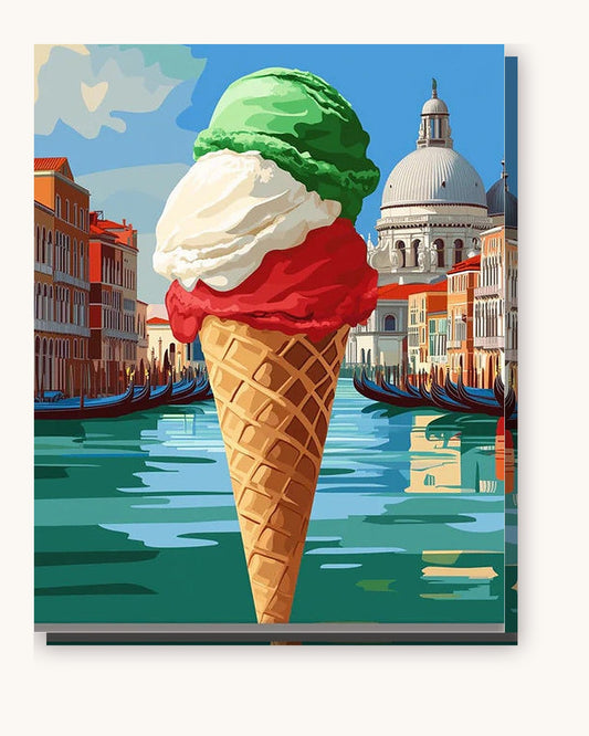 Italian Essence paint by numbers kit on stretched canvas