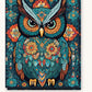 Teal Owl with Flower Patterns paint by numbers kit on stretched canvas