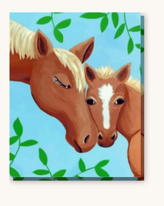 Tender Bond: Mother and Foal paint by numbers kit on stretched canvas
