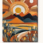 Terracotta Sunrise Over Mustard Hills paint by numbers kit on stretched canvas