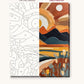 Terracotta Sunrise Over Mustard Hills numbered canvas next to the finished painting