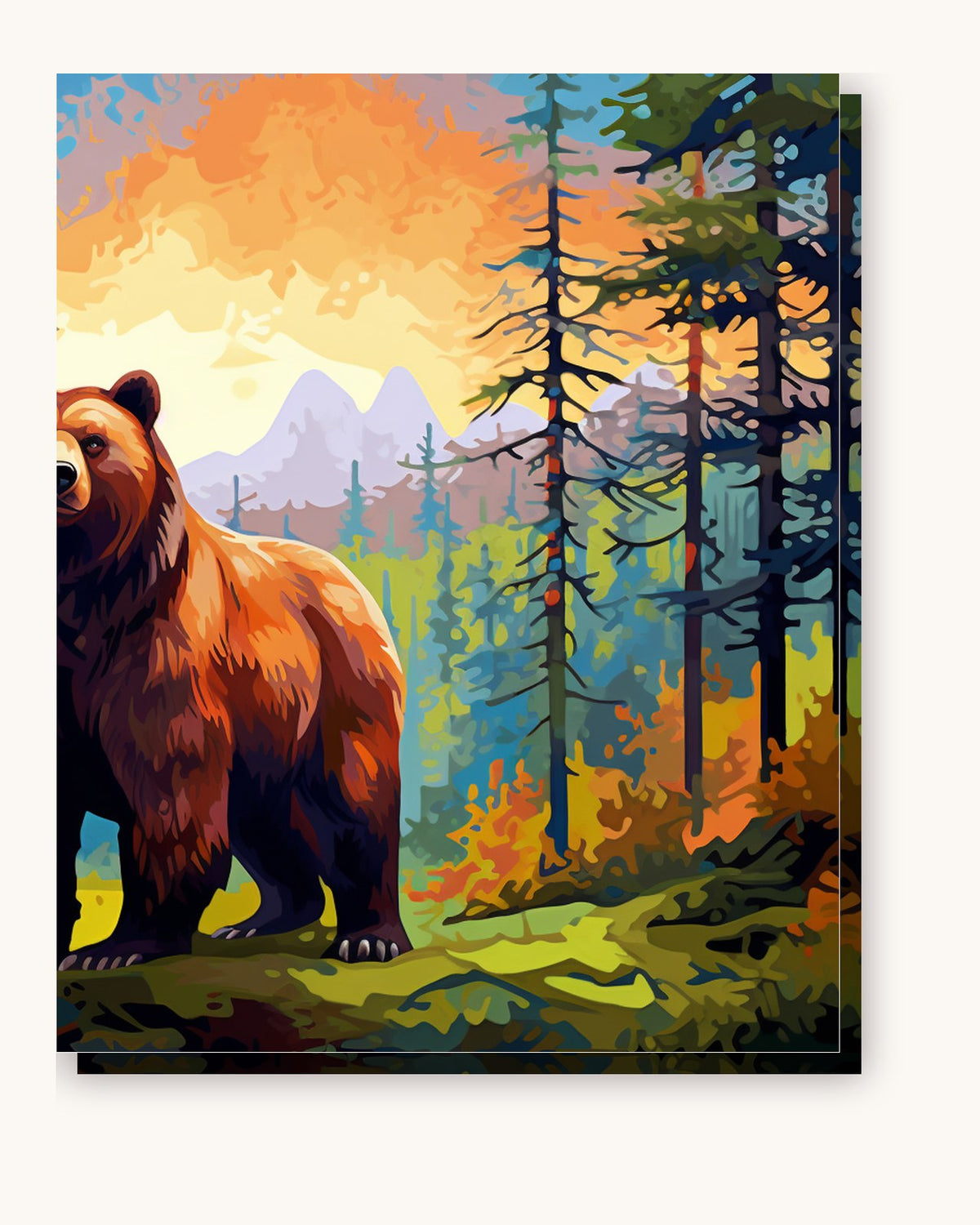 The Bear's Dilemma paint by numbers kit on stretched canvas