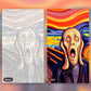 The Crying Figure paint by numbers kit, before and after