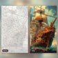 The Golden Galleon paint by numbers kit, before and after