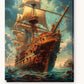The Golden Galleon paint by numbers kit on stretched canvas