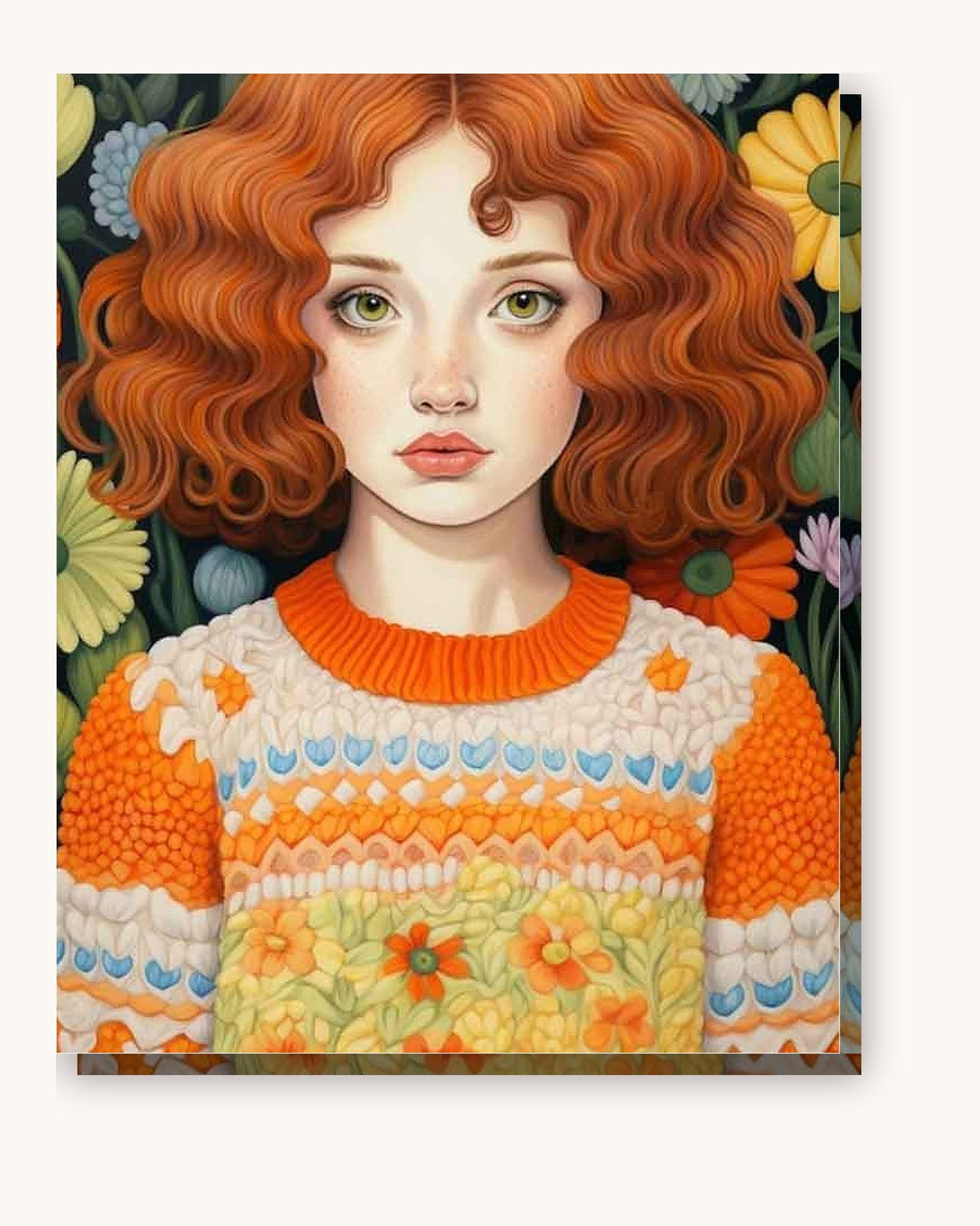 The Knitted Elegance paint by numbers kit on stretched canvas