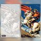The Little Emperor paint by numbers kit, before and after