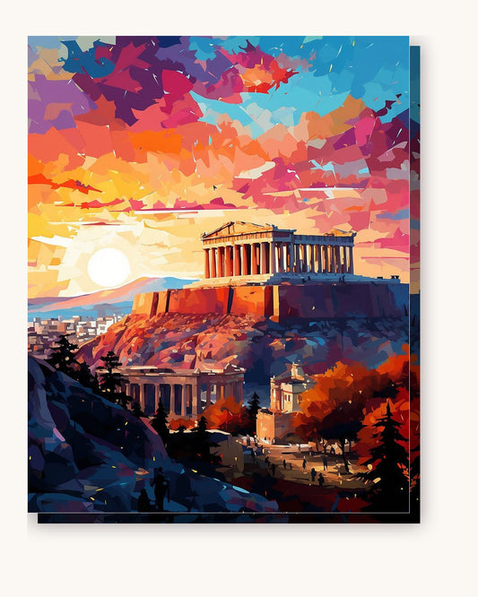 The Parthenon of Athens paint by numbers kit on stretched canvas