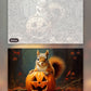 The Spooky Forest Squirrel paint by numbers kit, before and after