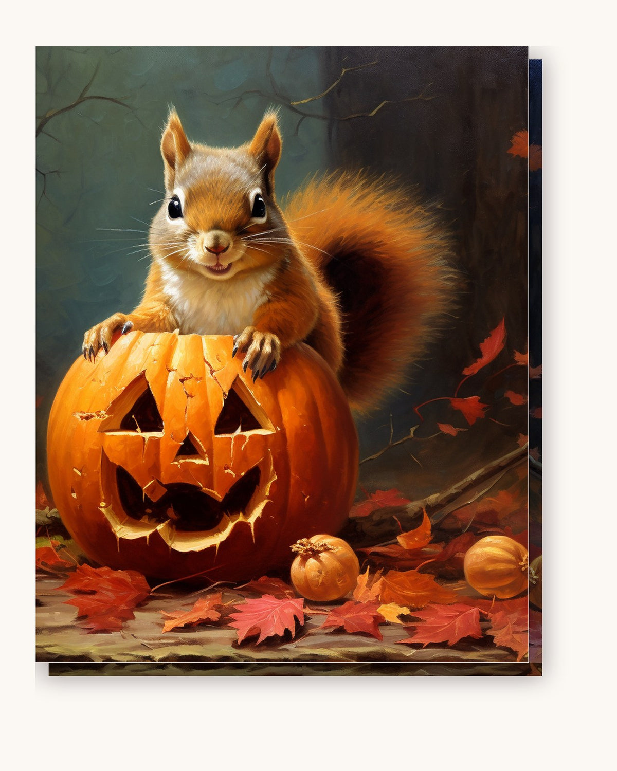 The Spooky Forest Squirrel paint by numbers kit on stretched canvas