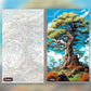 The Wisest Tree paint by numbers kit, before and after