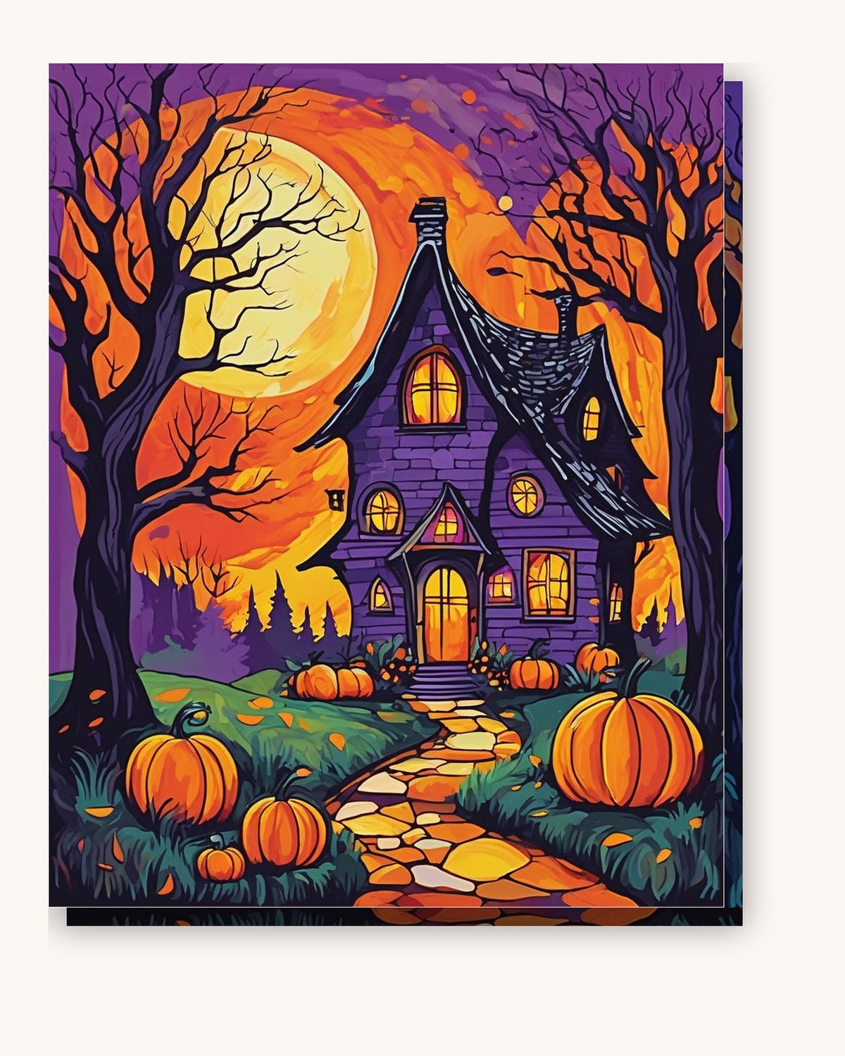 The Witch's Cottage paint by numbers kit on stretched canvas