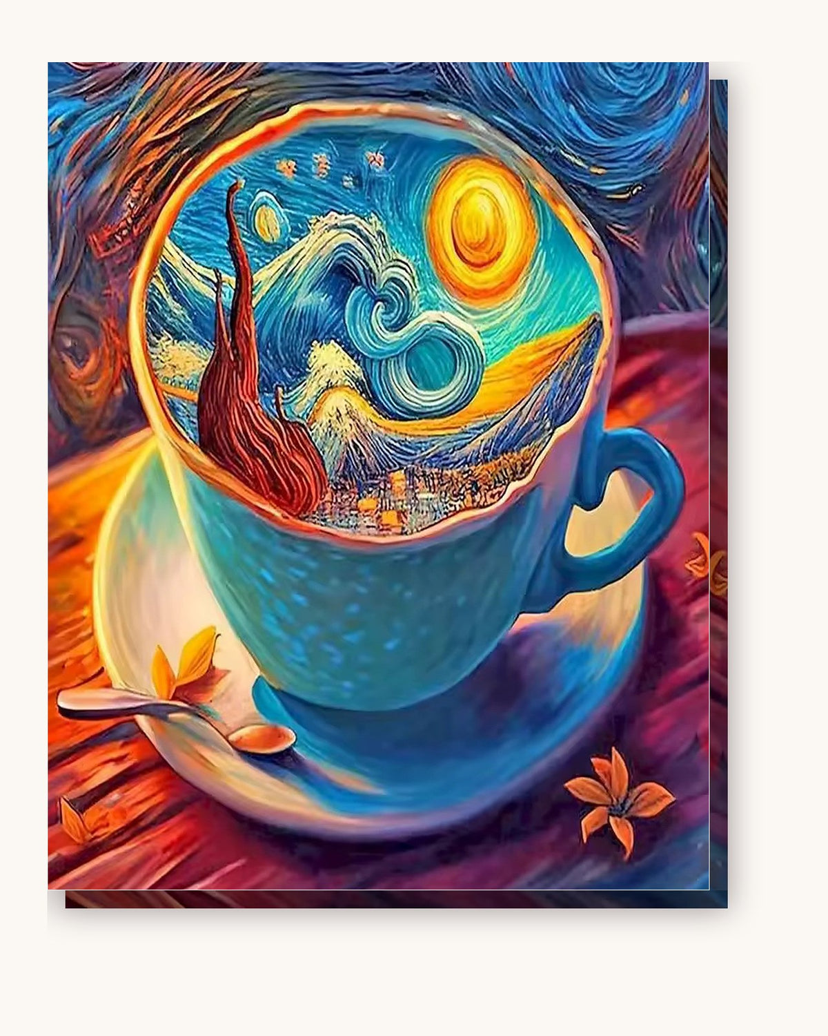 The World In A Cup paint by numbers kit on stretched canvas