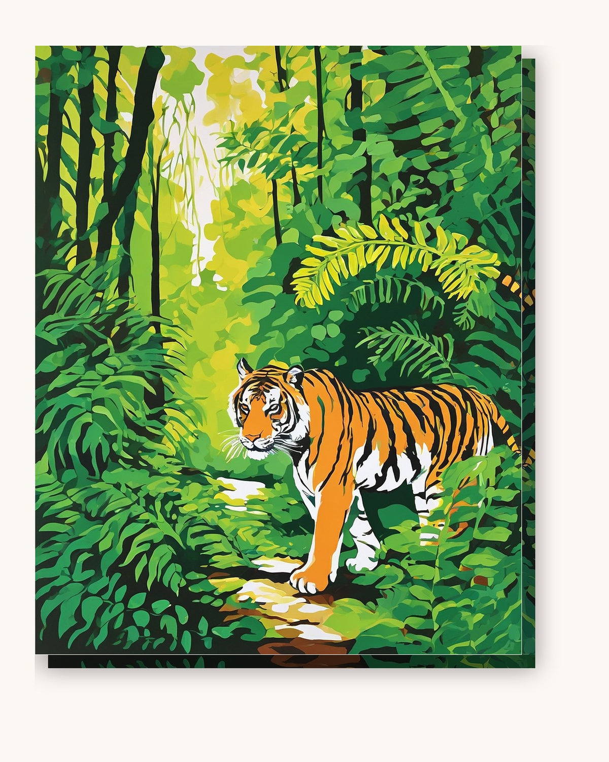 Tiger in the Jungle paint by numbers kit on stretched canvas