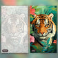 Tiger's Kingdom paint by numbers kit, before and after