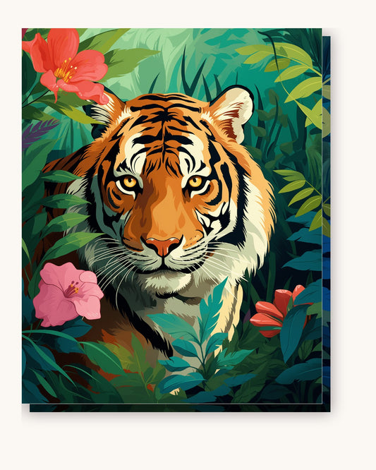 Tiger's Kingdom paint by numbers kit on stretched canvas