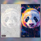 Tiny Panda paint by numbers kit, before and after