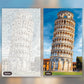 Tower of Pisa paint by numbers kit, before and after