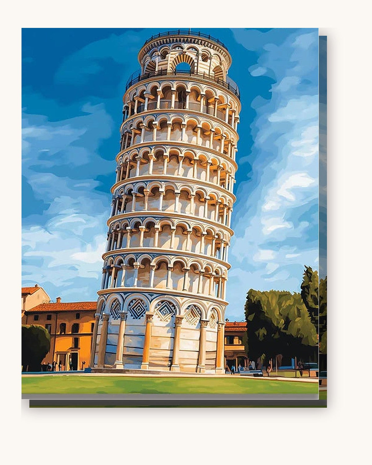 Tower of Pisa paint by numbers kit on stretched canvas