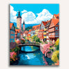 Town River Bridge Painting by Numbers Kit