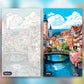 Town River Bridge paint by numbers kit, before and after
