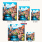 Town River Bridge canvas sizes from 12 x 12 to 23.5 x 23.5 inches