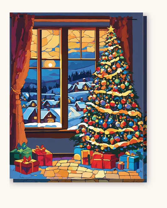 Tree by the Window paint by numbers kit on stretched canvas