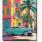 Turquoise Classic Car on a Havana Street paint by numbers kit on stretched canvas