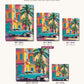 Turquoise Classic Car on a Havana Street canvas sizes from 12 x 12 to 23.5 x 23.5 inches