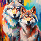Twin Wolves Painting by Numbers Premium Kit