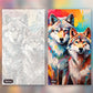 Twin Wolves paint by numbers kit, before and after