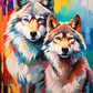Twin Wolves Painting by Numbers Premium Kit