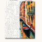 Venice Canal with Gondola numbered canvas next to the finished painting