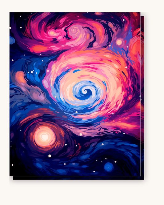 Vibrant Nebula paint by numbers kit on stretched canvas