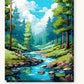 Mountain View paint by numbers kit on stretched canvas