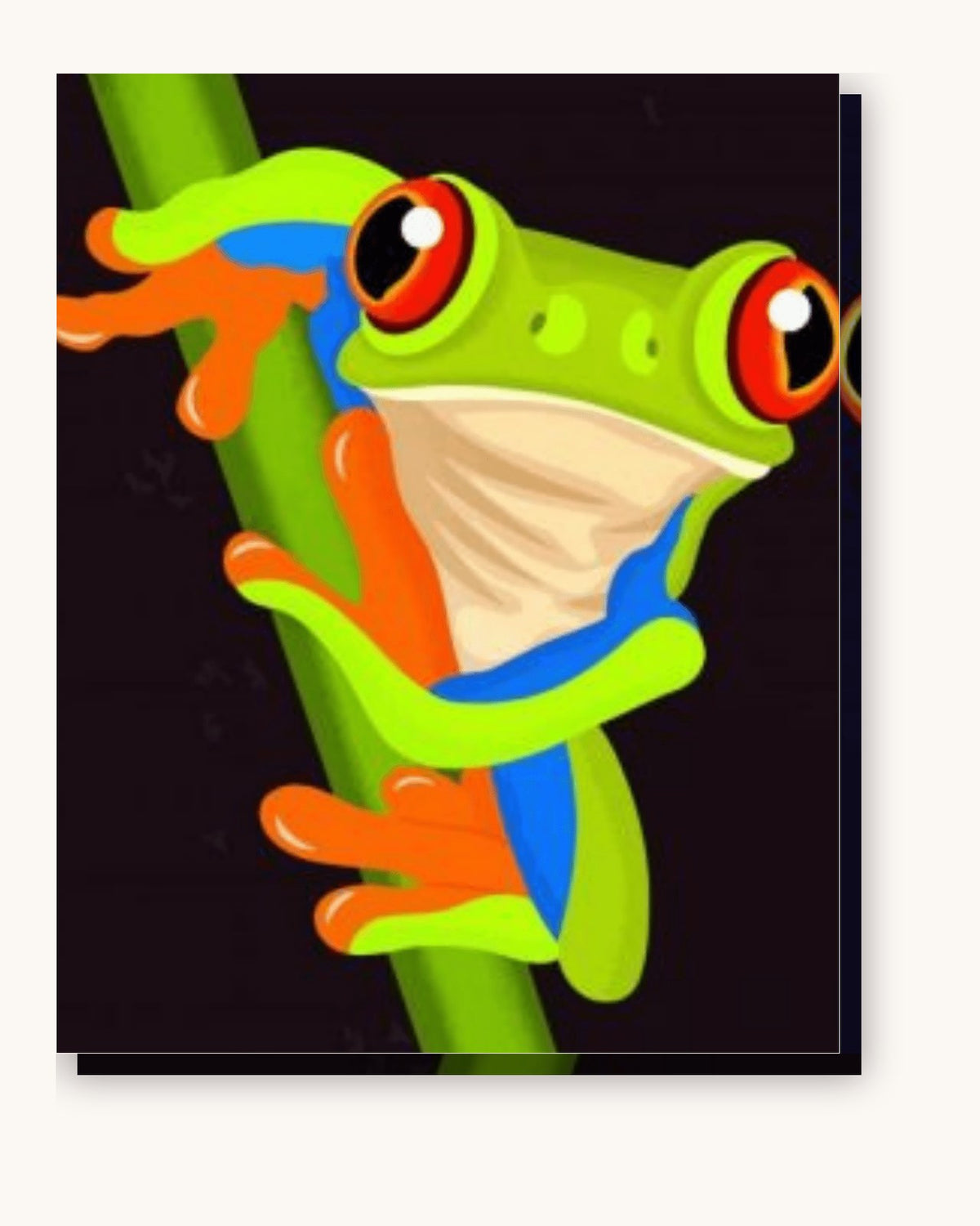 Vibrant Tree Frog on the Move paint by numbers kit on stretched canvas