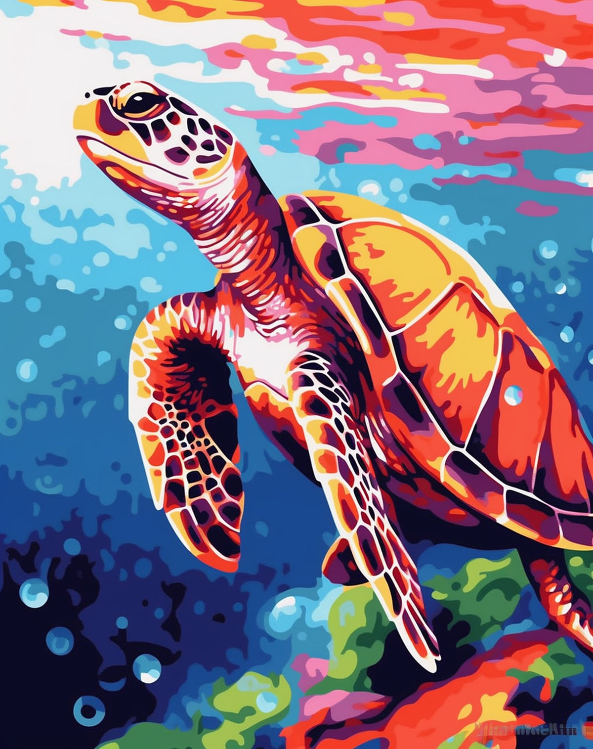 Vibrant Turtle Painting by Numbers Premium Kit