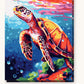 Vibrant Turtle paint by numbers kit on stretched canvas