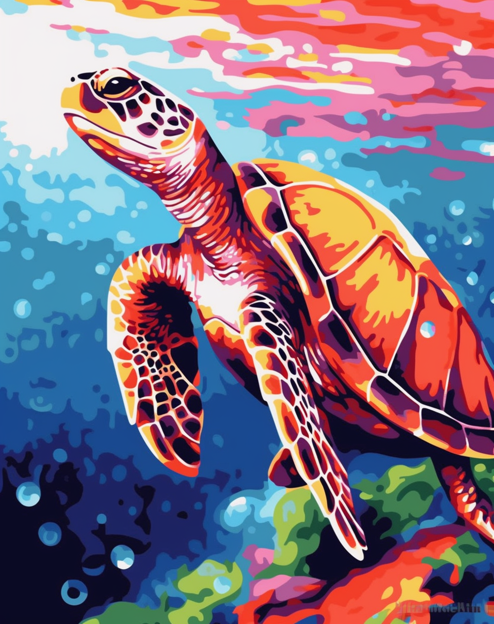 Vibrant Turtle Painting by Numbers Premium Kit