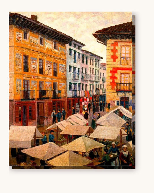 Oria's Local Market paint by numbers kit on stretched canvas