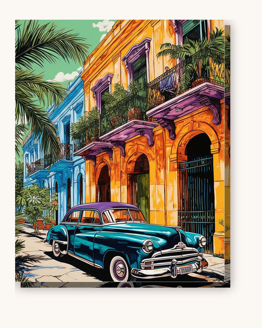 Vintage Havana paint by numbers kit on stretched canvas