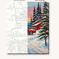 Vintage Red Pickup on the Snowy Farm Road numbered canvas next to the finished painting
