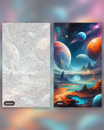 Voidscape paint by numbers kit, before and after