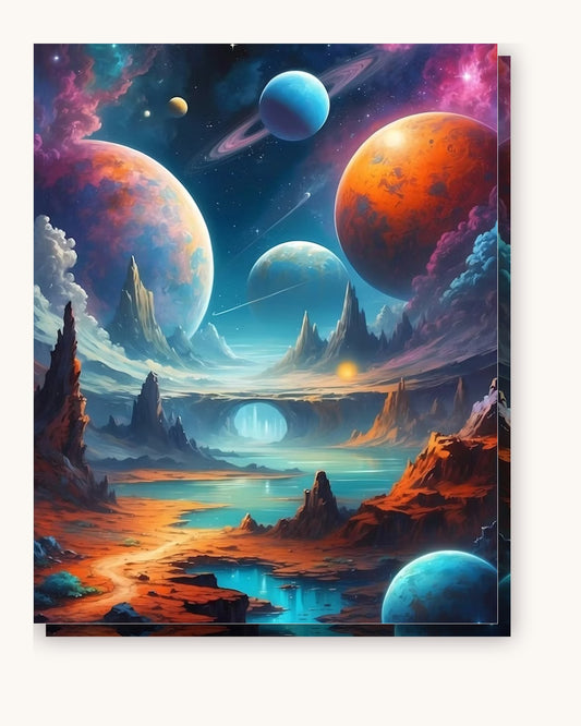 Voidscape paint by numbers kit on stretched canvas