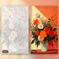 Warmth in Blossom paint by numbers kit, before and after