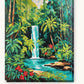 Waterfall in the Green Jungle paint by numbers kit on stretched canvas