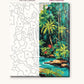 Waterfall in the Green Jungle numbered canvas next to the finished painting